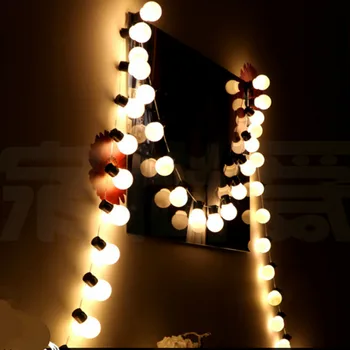 5CM Didelis Kamuolys LED String Pasakų Žibintai Juoda Viela 110V, 220V, Lauko Vandeniui Girliandą Kalėdų Vakarėlį Festivalis vestuvių Dekoravimas