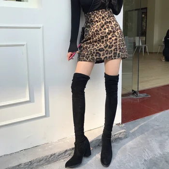 Moterų Sijonas Mini Leopardas Šalies Sexy Moters Laisvalaikio Prašmatnus Dizainas Elegantiškas Tvido Rudens Žiemos Lieknėjimo Aukšto Juosmens Madinga Stilingas