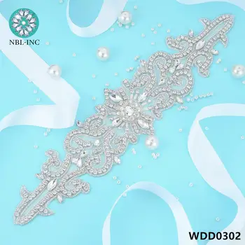 ( 1PC) puošnios Nuotakos Sidabro kalnų krištolas aplikacijos kristalų aplikacijos geležies vestuvių suknelė WDD0302