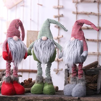 Megztas Dryžuotas Gnome Lėlės Teleskopines Kojas Šiaurės Šalių Žiemos Elf Lentelė Atostogų Papuošalų Švedijos Santa Statulėlės Namų Dekoro Dovana