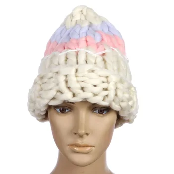 Naujas korėjos Mezgimo Vilnonių Kepurės Moteris Dulkintis Linija Šiltas Žiemą Kepurės Prekės Skullies Beanies Trijų Spalvų Siūlėmis skrybėlę, rankų darbas
