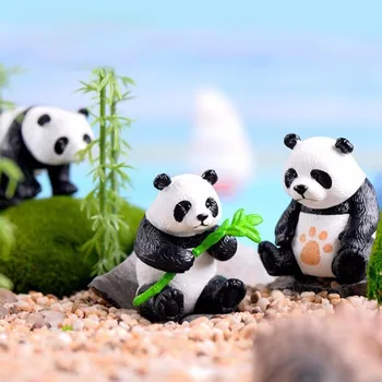 Panda Gyvūnų Nustatyti, Sodo Namų Bonsai Apdailos Mini Žaislas Miniatiūriniai pvc Amatų Papuošalai Micro Dekoro 
