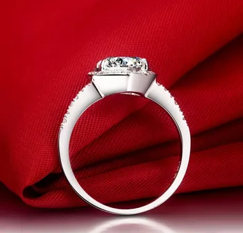 Kietojo Platinum PT950 Moterims Vestuvinis Žiedas 2C Širdies Formos Deimantų Vestuvinis Žiedas Puikios Kokybės Trunka Amžinai