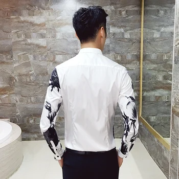 Nauji vyriški asmenybės mados atspausdinta marškinėliai, vyriški atsitiktinis ilgomis rankovėmis marškinėliai, stora atsitiktinis 3D atspausdintas marškinėliai vyrams juoda balta 4XL