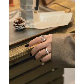 Kinel bijoux 925 Sterlingas Sidabro Pynimo Masto Grandinės Žiedas ažūrinės figūrinių Aukštos Kokybės Minimalistinio Žiedai Moterims, Elegantiška Juvelyrika