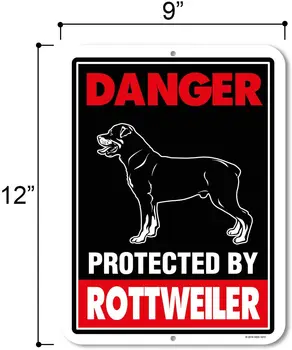 Rottweiler Ženklas Pavojaus Apsaugoti Rottweiler 9 x 12 Colių Saugokitės Šunų Įspėjimas, Metalo, Aliuminio, Alavo Ženklas - Saugokitės Šuo