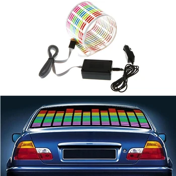 Automobilio LED Muzikos Ritmą RGB Blykstė Įjungta Garso Jutiklis Ekvalaizeris Galinio Stiklų Lipdukas Stilius Neoninės Lempos