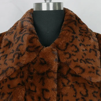 Nerazzurri leopard dirbtiniais kailių paltai moterims rudens žiemos purus ilgomis rankovėmis leopard print plus size padirbtų kailių paltai su daug kišenių