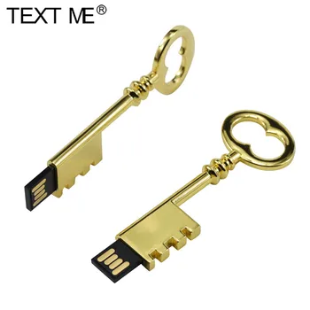 TEKSTAS MAN 64GB Gražus Auksinis raktelis, USB 2.0 4G, 8G 16G Pen Ratai 32G Atmintis Kūrybos USB 