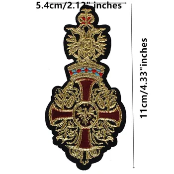 Aukso Metalo Kryžiaus Emblemos Audinio Lopai Siuvinėjimai Geležies Lipdukas Aplikacijos Drabužius Amatų Dekoruoti Siuvimo