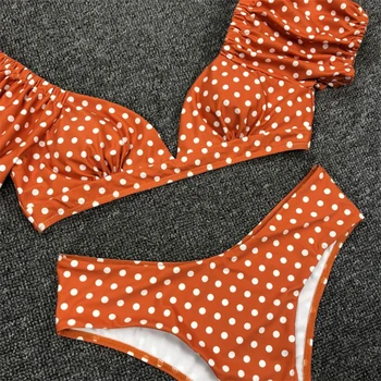 GNIM Aukšto Juosmens Dot Bikini maudymosi Kostiumėliai Moterims Dviejų dalių V Kaklo maudymosi kostiumėlį 2020 Apynasrio Tvarstis Plaukimo Kostiumas Moterims, Aukštos Sumažinti Biquini