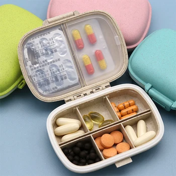 Tablečių Dėžutė patogu Kelionės medicina Tabletes 8 Langelis Tinklų tabletes balionėlis tabletes organizatorius Tablet moteriška skrybėlaitė Atveju Konteineris Narkotikų Dozatoriumi