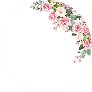 Apvalus ratas fone vestuvių stalo šalies akvarelės gėlių žiedų fone nuotakos baby shower saldainiai reklama cilindrų YY-305