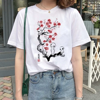 Totoro Dvasia Toli marškinėliai Studio Ghibli femme Japonų animacinių filmų Anime moterų marškinėlius Hayao Miyazaki drabužius Cute Girl marškinėliai