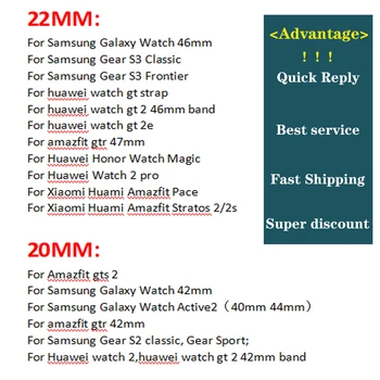 20/22mm žiūrėti dirželis Samsung Galaxy žiūrėti 3/Active2 juosta amazit gts2/tempas nerūdijančio plieno apyrankė 