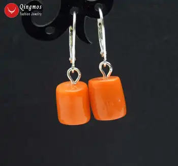 Qingmos Mados 10-11mm Orange Gamtos Gumbelis Koralų Auskarai Moteris su Leverback Auskarai Tabaluoti Auskarai ear746
