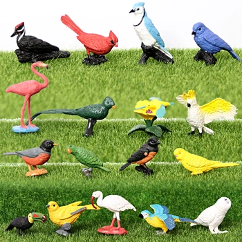 Modeliavimo Rankomis Dažyti egzotinių paukščių, Gyvūnų modelio Duomenys Statulėlės Žaislai Volunginiai Robin Snieguotas Pelėda Švietimo Žaislas Tortas Toppers