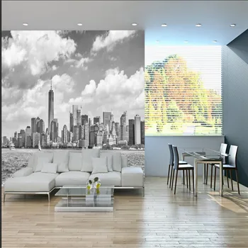 Centro Manhetene Miesto Saulėlydžio, Kaip Matyti Iš Ellis Island Panoraminis Vaizdas, 3D Foto Tapetai Užsakymą 3D Sienų Dokumentai Namų Dekoro