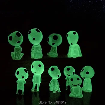 10vnt Princesė Mononoke Kodamas Dervos Veiksmų Skaičiai Šviesos Medžių Elfai Animacinių filmų Miniatiūriniai Dvasia Lėlės luorescent Figūrėlės Rinkinys