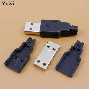 YuXi 20set USB 2.0 Jungtis B Tipo Moteriška /Type A Male USB 4 Polių Kištuko Lizdas, Jungtis Litavimas Su Juodo Plastiko Dangtis