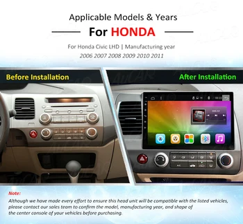 Aucar Android automobilio radijo Honda civic 2006-2011 2 DIN 