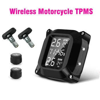 Belaidžio Motociklo TPMS Padangų Slėgio Stebėjimo Sistema 2vnt Išorės Jutiklis LCD Ekranas Padangų Temperatūra Stebėti Signalo