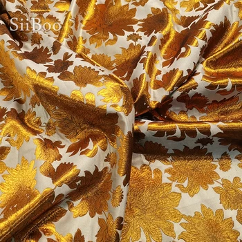 Elegantiškas, prabangus gėlių spausdinti metallic žakardo brokatas medžiaga rudens suknelė kelnės cheongsam tecido de brocado SP5761