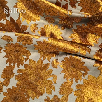 Elegantiškas, prabangus gėlių spausdinti metallic žakardo brokatas medžiaga rudens suknelė kelnės cheongsam tecido de brocado SP5761