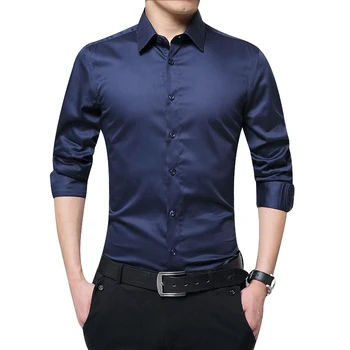 Vyrų Ilgas Rankovėmis Marškinėliai Slim Fit solidus Verslo Oficialaus Marškinėliai Rudens -MX8