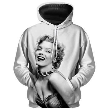Marilyn Monroe 3d Spausdinimo Harajuku Vyras Hoodies Atsitiktinis O Kaklo, ilgomis Rankovėmis Kišenėje Gobtuvu Juokinga Puloveris Hoodie Palaidinės viršutinį Sluoksnį