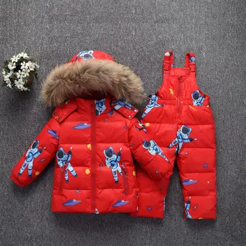 2020 m. vaikų pavasario žiemos plonas žemyn striukė parko tikro Kailio berniukas baby kombinezonas vaikams kailis snowsuit sniego drabužiai mergaitėms, drabužiai Rinkinys