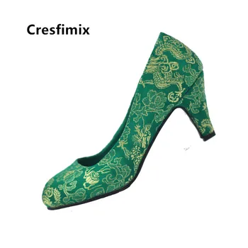 Cresfimix moterų mados lengvas žalia modelio aukšti kulniukai lady mielas saldus šokių bateliai plius dydžio raudonos spalvos aukšto kulno batai a5519