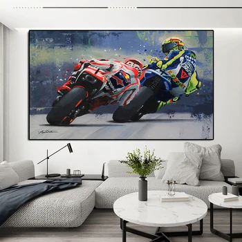 Modernių Namų Apranga Akvarelės Naftos Spaudinių Valentino Rossies Plakatas Motociklo Drobės Tapybos Sienos Menas Nuotraukas Kambarį