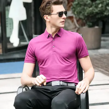 2020 metų vasaros aukštos kokybės mulberry šilko vyrų polo Marškinėliai vyrams, vyriški Verslo Atsitiktinis Vyras trumpomis Rankovėmis polo marškinėliai dydis: S-3XL