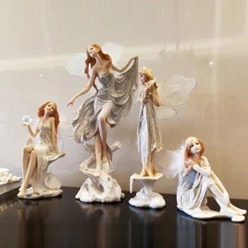Europos Gėlių Fėja figūrėlės Dervos Angelas Miniatiūrinė Skulptūra, Meno ir Amatų, pasakos sodo Namų Puošybai Vestuvių Dovanos