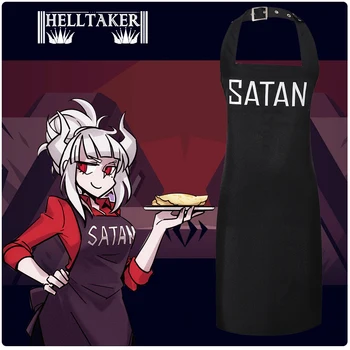 Helltaker Šėtonas Prijuostė Reguliuojamas Cosplay Kostiumas Moterims Žmogus Suaugusiųjų Juoda Spausdinti Prijuostė Halloween Carnival Virtuvės Pinafore