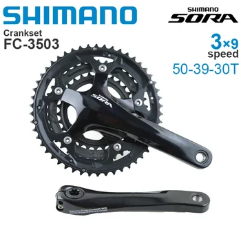 SHIMANO SORA 3500 3x9v Crankset FC-3503 50-39-30T 165, 170, ir 175mm crankarm ilgio Kelių dviračių Originalios dalys