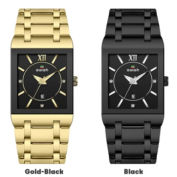 Kūrybingi Aikštėje, Laikrodžiai Vyrams, Juodo Plieno Kvarcinis Analoginis Laikrodis Top Brand Prabanga Aukso Laikrodis Vyrų Vandeniui Verslo Laikrodžiai