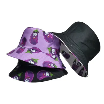 Naujas baklažano Spausdinti du kartus Dėvėti Kibiro Kepurę Vyrų Žvejys Skrybėlę Butas Hip-Hop Panamos Skrybėlė Moterų Vasaros Saulės Skrybėlę