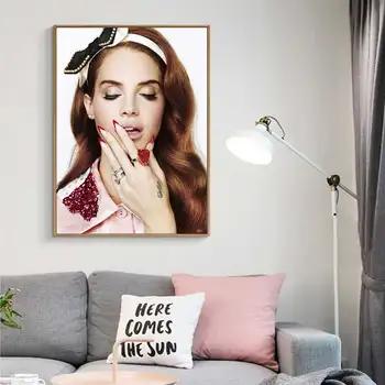 Lana Del Rey Muzikos Dainininkė plakatus Šilko Tapybos Drobės plakatai ir spausdina Šiaurės Mergina Miegamojo Puošimas Nuotrauką