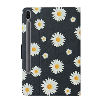 Coque Samsung Tab S6 Atveju SM-T860 Daisy Gėlių Odinis gaubtas, Skirtas Samsung Galaxy Tab S6 2019 10.5 colio T860 T865 Padengti Atvejais