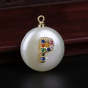 Vaivorykštė cz cirkonis pradinio 26 abėcėlės raidė, pavardė žavesio gėlavandenių perlų karoliukais lašas tabaluoti auskarai moterims gimtadienio dovana