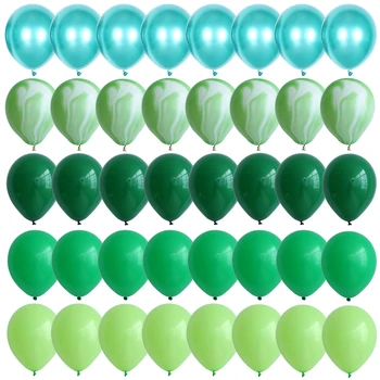 40pcs sumaišykite 10inch Agatas Žalia Balionai nustatyti Marmuro globos 12inch Metallic Konfeti Ballon Džiunglių Gyvūnų Gimtadienio Decors