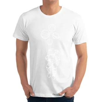 Kosmoso Balionas Tees VALENTINO DIENĄ Paplitęs Atsitiktinis Camisas Medvilnės Vyrų marškinėliai Atsitiktinis Palaidinės Nemokamas Pristatymas