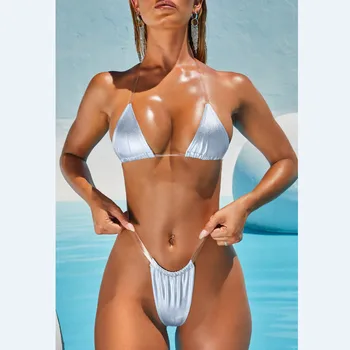 6 Spalvų Seksualus maudymosi Kostiumėliai 2020 M. Moteris Micro Bikini Thong Brazilijos Bikini Set G-string Maudymosi Paplūdimio 2 Gabalas Maudymosi Kostiumai