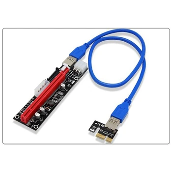 VER103C 3 1. LED Riser Vairo PCI-E Riser Card 4Pin 6Pin Sata 15PIN PCI Express 1X iki 16X Pratęsimo Kabelis Bitcoin