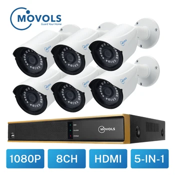 MOVOLS VAIZDO 1080P 6pcs Kameros Vaizdo Stebėjimo 8CH 2000TVL Lauko Apsaugos kamerų sistemos 8CH H. 264 1080N DVR Komplektas