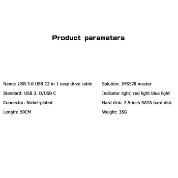 2 in 1 Keitiklio Kabelį Paramos 2,5 colio SATA SSD USB 3.0 USB C SATA Adapteris, skirtas Buitinių Kompiuterių Priedai