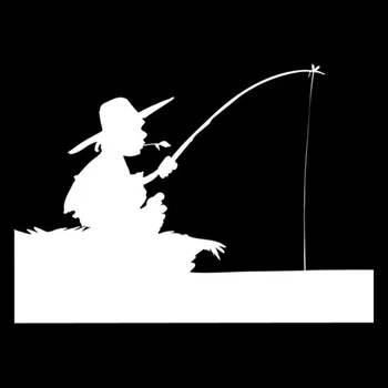 Žvejys Žvejybos Sporto Aukštos kokybės Automobilių Lipdukai Asmenybės Pvc Automobilio Langą Vandeniui Lipdukai Juoda/balta, 18cm*13cm