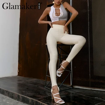 Glamaker Aukšto juosmens kietas atsitiktinis kelnės moterims bodycon hip-kėlimo slim sportwear nuosėdos Fitneso 2021 m. vasaros moterų kelnės